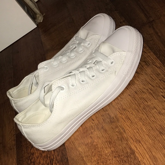 All White Low Top Converse - Picture 2 of 3